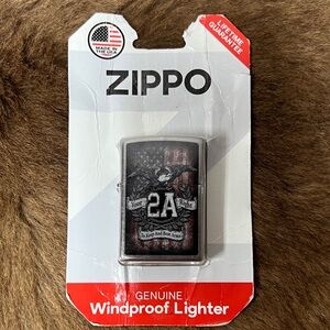 Zippo Eagle Second Amendment Flag Lighter NWT